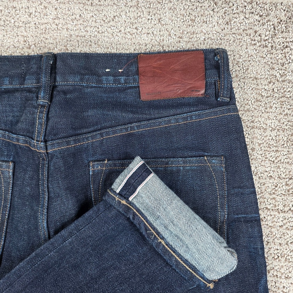 AllSaints Cigarette Skinny Fit Japanese Fabric Selvedge Jeans Mens 30x32 Indigo